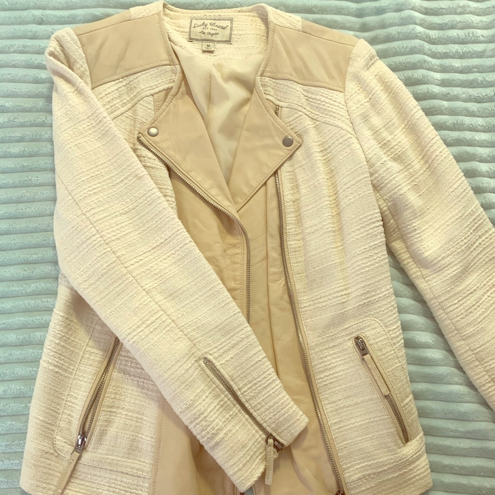 LUCKY BRAND Tan Leather Accented jacket